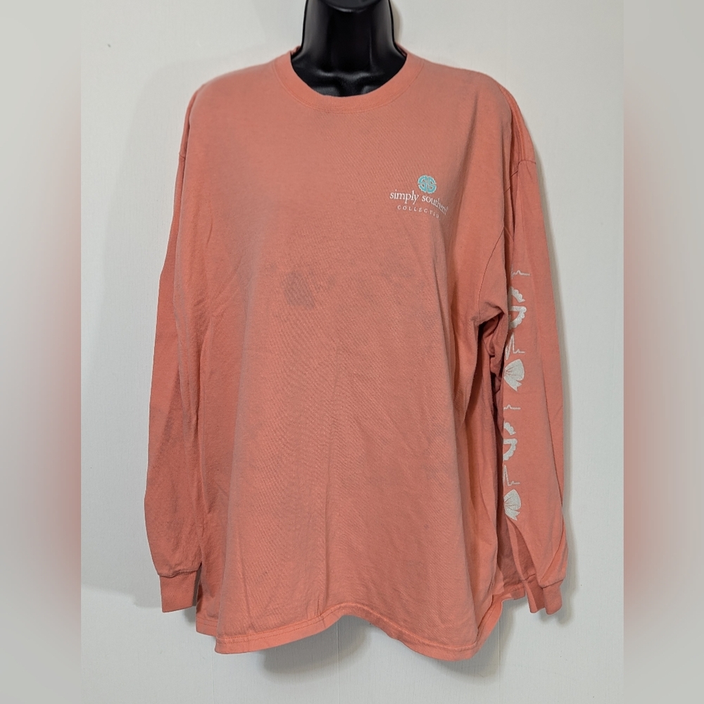 Women's SIMPLY SOUTHERN Peach Scrub Life Graphic T-Shirt Size XL *flaws* - Picture 1 of 9